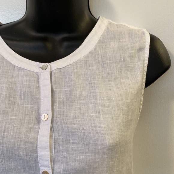 Christian Siriano 100% Linen White Button Tank Top - Size L - Picture 3 of 9